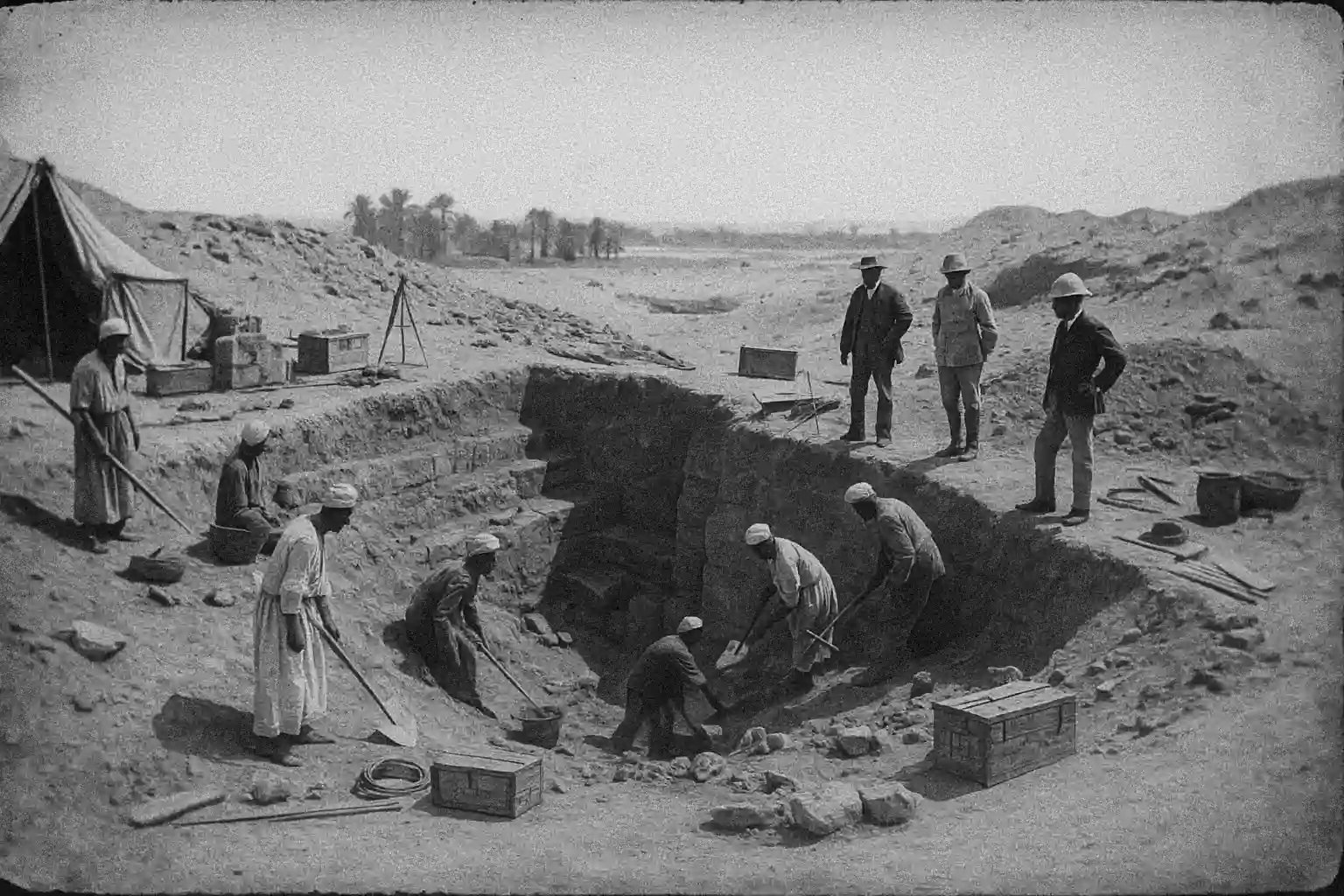 Recreated 1880s-style Egyptian dig scene