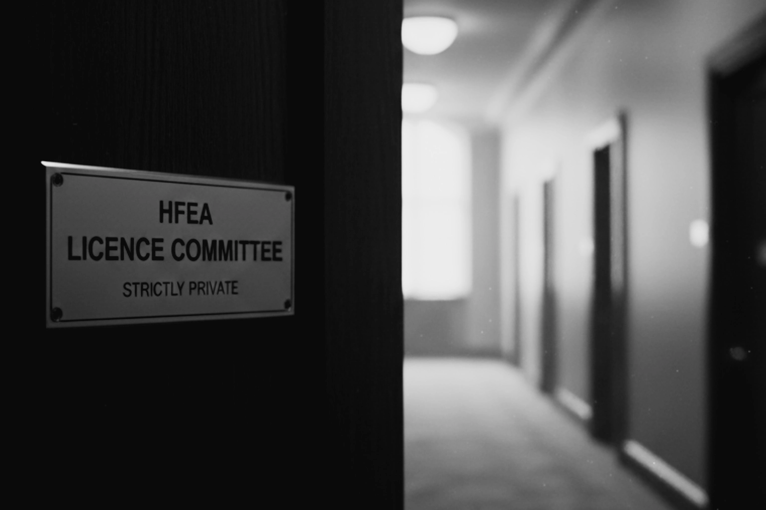 A HFEA committee nameplate